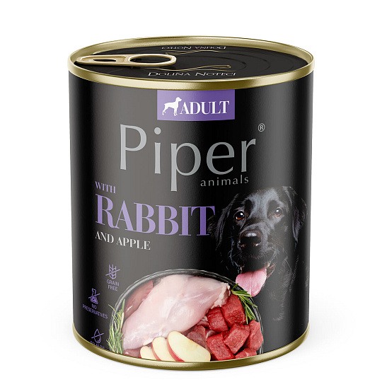 NEW PIPER s králikom a jablkom, konzerva pre psy 800 g