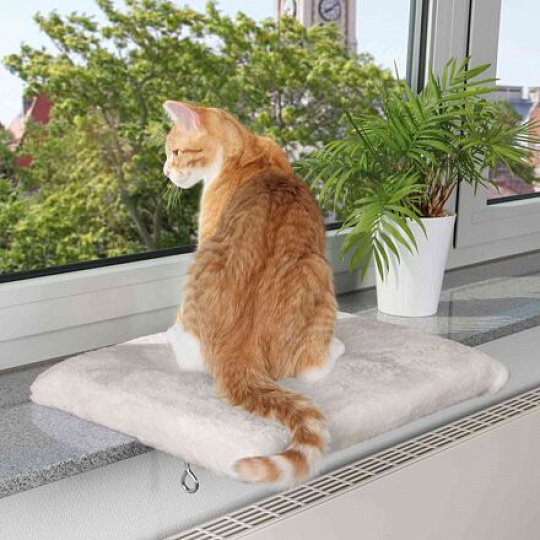 Plyšové lehátko na parapet, sv.sivé 51x36 cm Plyšové lehátko na parapet, sv.sivé 51x36 cm