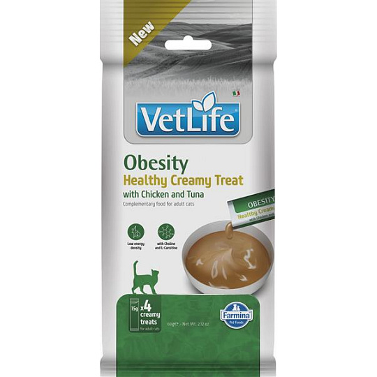 Pamlsok Farmina Creamy Vet Life Cat Obesity with Chicken & Tuna 60 g Pamlsok Farmina Creamy Vet Life Cat Obesity with Chicken & Tuna 60 g