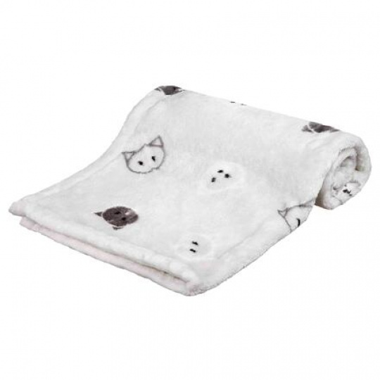 Plyšová deka MIMI, 70 x 50 cm, motív mačacej hlavy, sivá