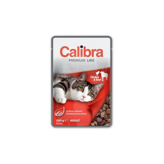 Calibra KAPSIČKA Premium cat Adult Kuracie & hovädzie v omáčke 24 x 100 g