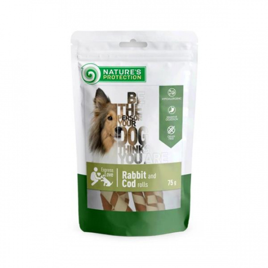 Pamlsok Natures P Snack dog rabbit & cod rolls 75 g Pamlsok Natures P Snack dog rabbit & cod rolls 75 g