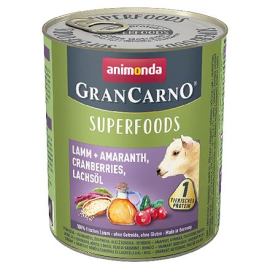 GRANCARNO Superfoods jehněčí,amarant,brusinky,los.olej 800 g pro psy