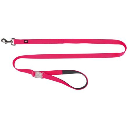 Neonové vodítko se svítící karabinou S-L 1,2-1,8m/25mm růžové  (RP 2,10 Kč)