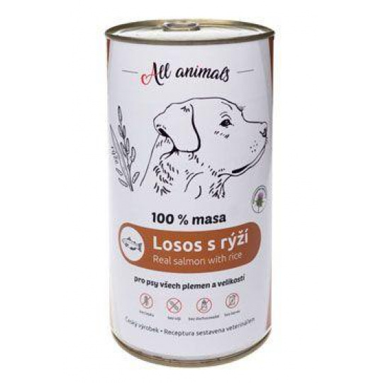 All Animals DOG konz. Losos mletý s ryžou 1200g All Animals DOG konz. Losos mletý s ryžou 1200g
