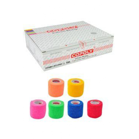 Elastická bandáž. CoPoly 2,5cm x 4,5m MIX NEON 24ks