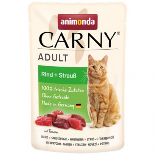 Carny Adult 85 g hovädzie + pštros, kapsička pre mačky Carny Adult 85 g hovädzie + pštros, kapsička pre mačky
