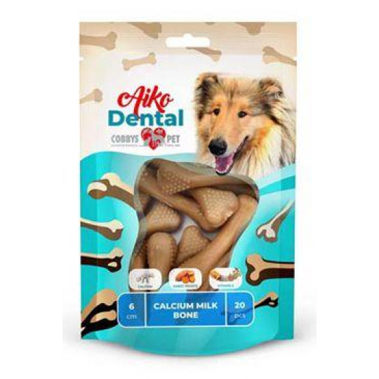 Pochúťka Aiko Dental Calcium Milk Bone 6cm/170g/20ks