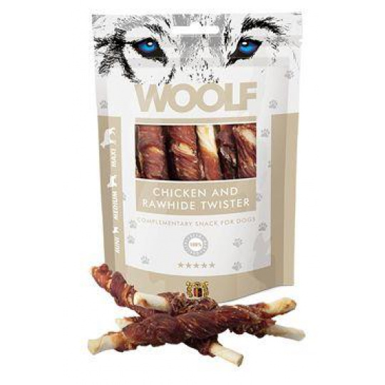 WOOLF Classic pôch. Chicken and Rawhide Twister 100g