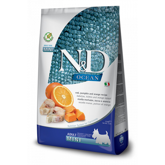 N&D OCEAN DOG Adult Mini Codfish&Pumpkin&Orange 7kg N&D OCEAN DOG Adult Mini Codfish&Pumpkin&Orange 7kg