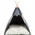 Jaskynka TIPI - prístrešok v tvare típí, 70 x 70 x 70 cm, plsť/drevo, antracit