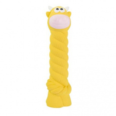 Kravička s latexovým lanom a chrumkavým zvukom 15 cm, latex, HipHop Dog
