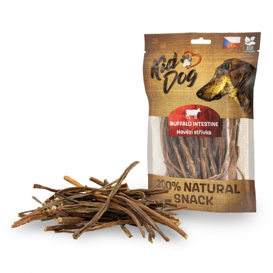 KIDDOG 100% Natural Snack, hovädzie črievka tenké 12 cm / 120 g