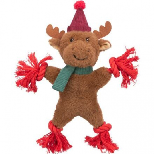 Xmas REINDEER - vianočný sob 32 cm, píska/šuchoce, plyš/lano