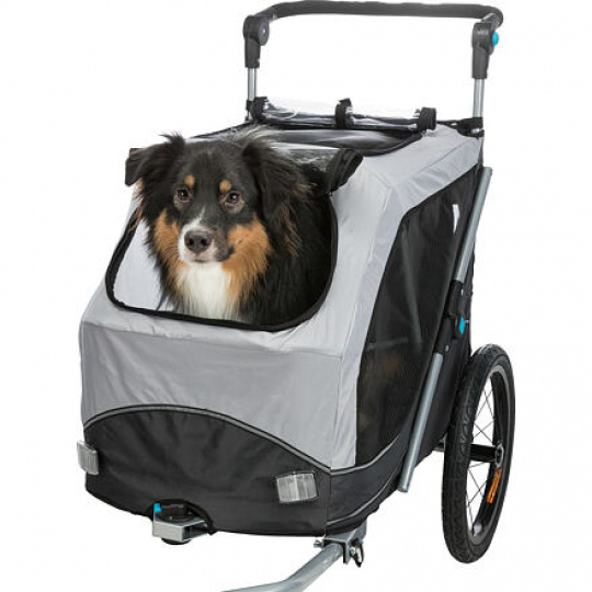Vozík za bicykel s funkciou rýchleho skladania M 63 x 95 x 90/132 cm, nosnosť max. 22 kg, sivý
