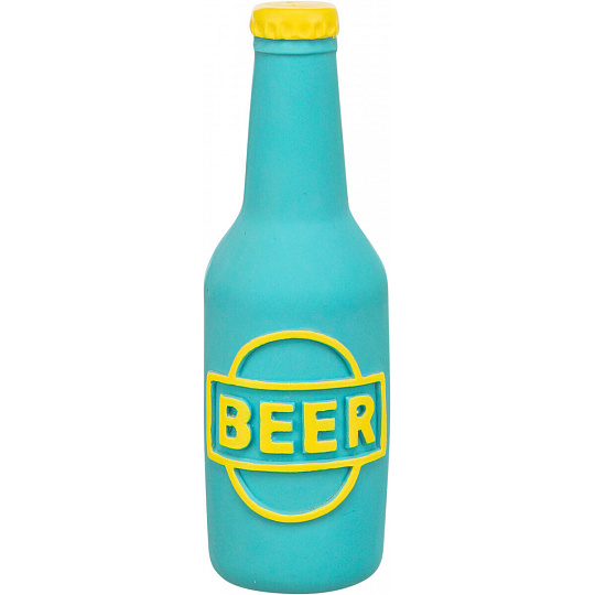 Beer bottle - pivní lahev, latexová hračka se zvukem 12,5 cm, modrá Beer bottle - pivní lahev, latexová hračka se zvukem 12,5 cm, modrá