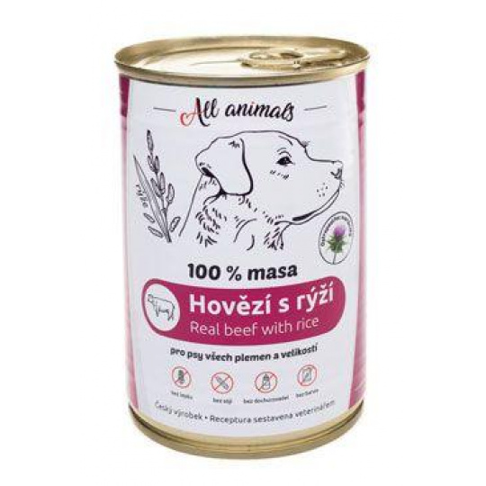 All Animals DOG konz. Hovädzie mleté s ryžou 400g All Animals DOG konz. Hovädzie mleté s ryžou 400g