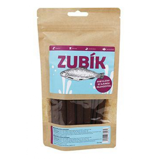 Pochúťka ZUBÍK Rybacie plátky so slávkou zelenoústou. 200g