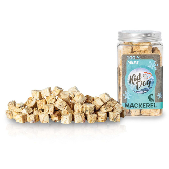 KIDDOG Super Premium 100% freeze dried MACKEREL CUBES - čisté maso z makrely, sušené mrazem 60 g KIDDOG Super Premium 100% freeze dried MACKEREL CUBES - čisté maso z makrely, sušené mrazem 60 g