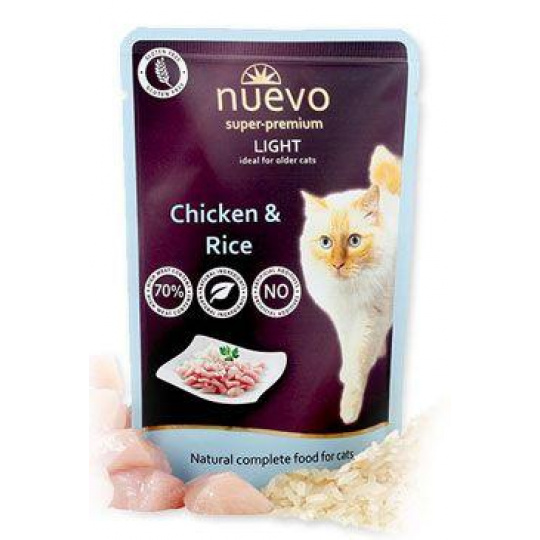 Nuevo kočka kapsa Light Kuřecí s rýží 85g