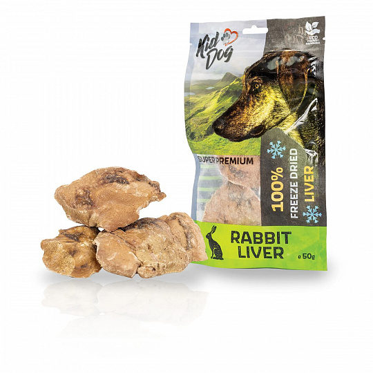 KIDDOG SUPER PREMIUM 100% králičie pečene v celku sušené mrazom 50 g