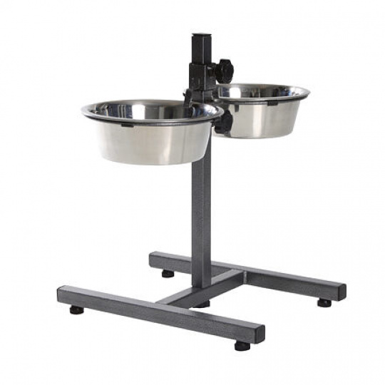 Psí bar na 2misky nerez 1,8l/21cm, nast.výška 40cm TR