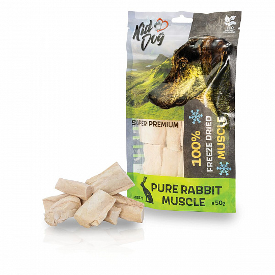 KIDDOG SUPER PREMIUM 100% králičie čisté svalstvo sušené mrazom 50 g KIDDOG SUPER PREMIUM 100% králičie čisté svalstvo sušené mrazom 50 g