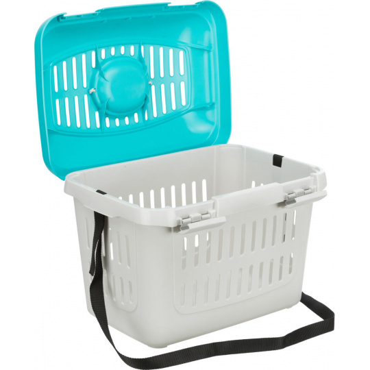 Transportný box MIDI CAPRI s popruhom, 44x33x32cm (max. 5kg), svetlosivá/tyrkysová Transportný box MIDI CAPRI s popruhom, 44x33x32cm (max. 5kg), svetlosivá/tyrkysová