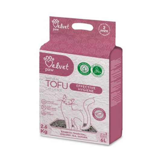 Podstielka pre mačky Velvet Paw Tofu s bambusovým uhlím 6 l