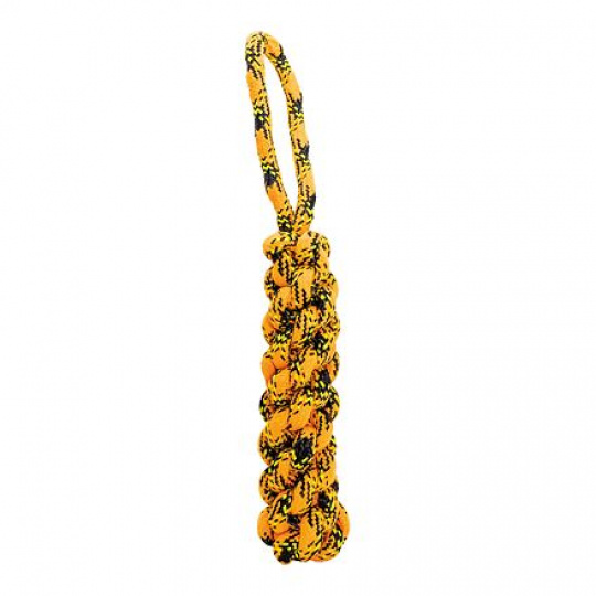Bavlnený uzlovaný pešek 33 cm, neon oranžová/čierna/žltá, HipHop Dog ROPE