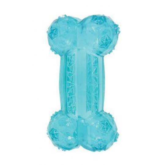 Hračka pes BONE TPR POP kosť 12cm tyrkys Zolux