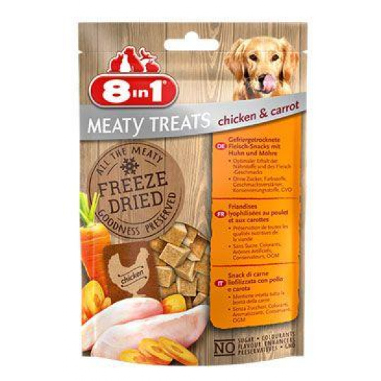 Pochúťka 8in1 Meaty Treats FD Chicken/Carrots 50g Pochúťka 8in1 Meaty Treats FD Chicken/Carrots 50g