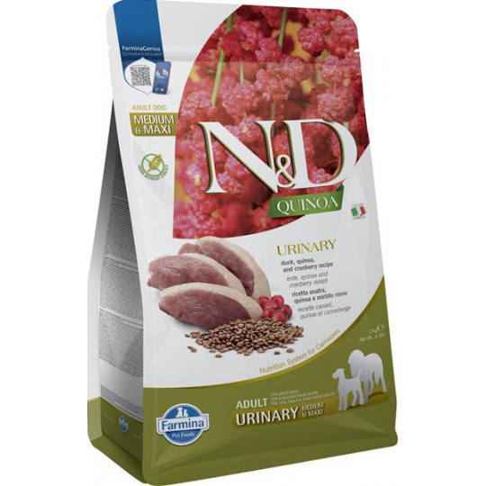 Farmina N&D dog QUINOA (GF) adult med/max urinary, duck & cranberry 2 kg