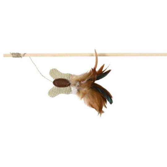 Udica s jutovým motýlikom s perím a catnipom 45 cm