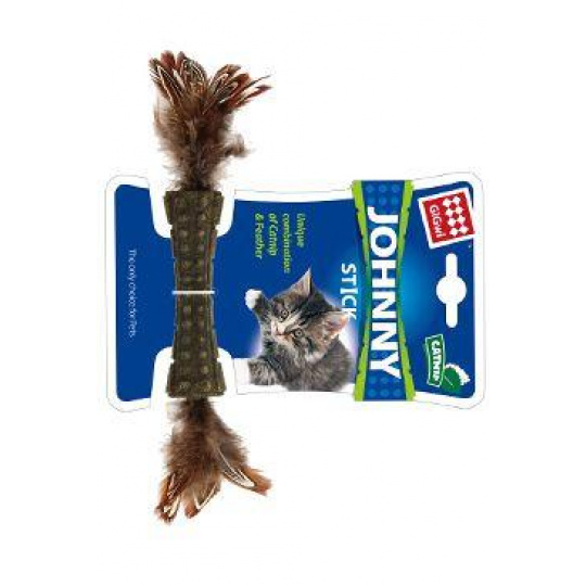 Hračka kočka GiGwi Johnny Stick Catnip s peříčky