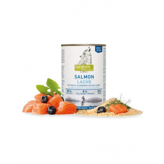 ISEGRIM dog Adult Salmon s proso, čučoriedkami a divými bylinkami bal. 6 x 800 g konzerva