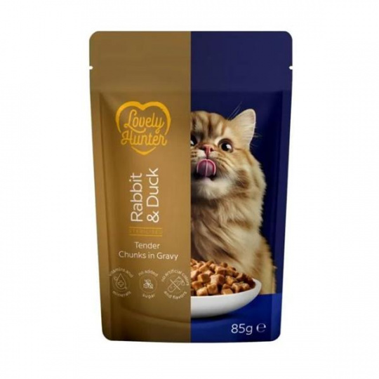 LOVELY HUNTER cat adult serilized KAPSIČKA rabbit&duck 85 g