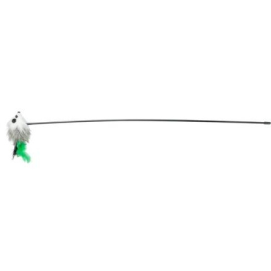 Plastová udice - myška s péřovým ocasem 50 cm
