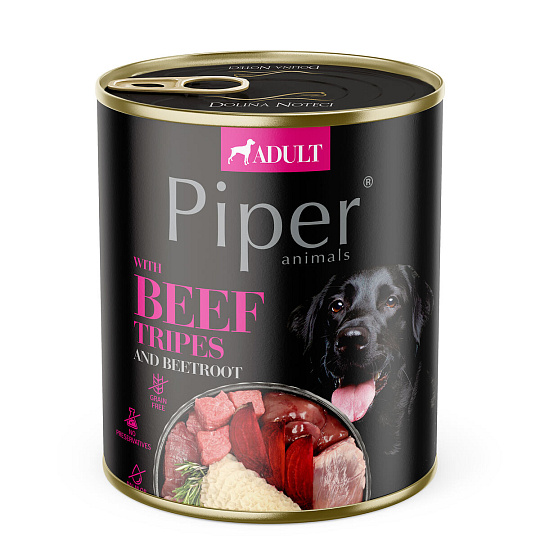 NEW PIPER s hovädzími žalúdkami a červenou repou, konzerva pre psy 800 g