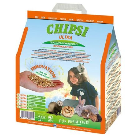 CHIPSI ULTRA jemný granulát, podestýlka pro hlodavce  4,3 kg 10 l