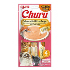 Churu Cat Salmon s kuracím receptom 4x14g