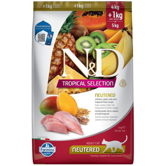 Farmina N&D cat TROPICAL SELECTION (AG) adult neutered, kuracie 4+1 kg