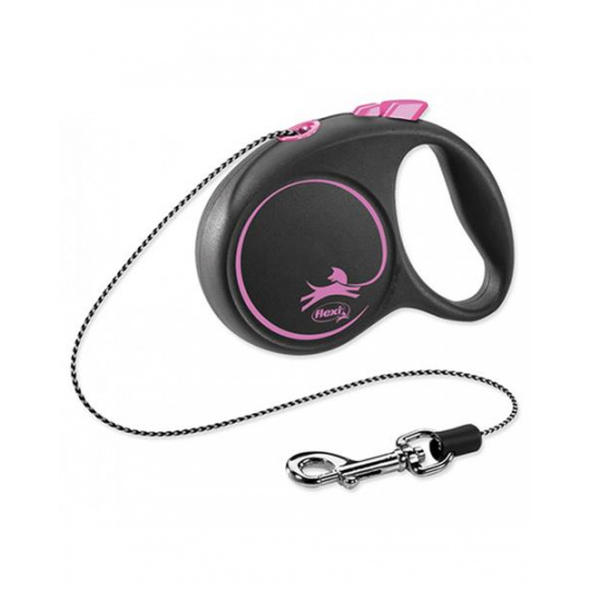 Vodítko FLEXI Black Design XS lanko 3m/8kg ružová Vodítko FLEXI Black Design XS lanko 3m/8kg ružová