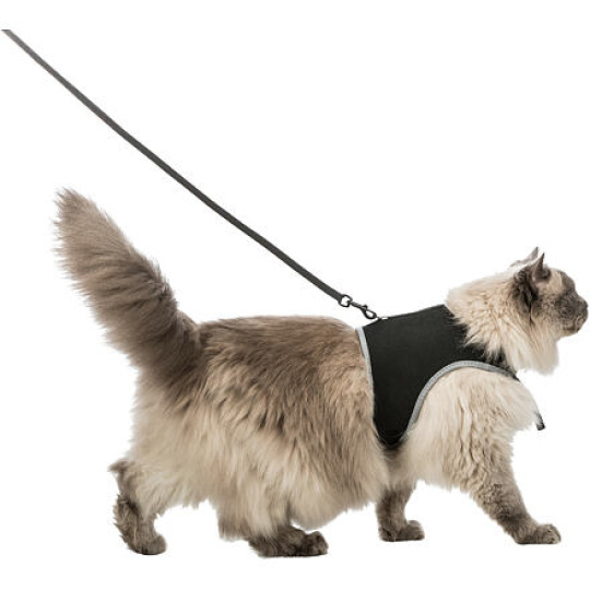 Postroj VESTA s vodítkem pro kočku XL 36-54cm / 1,20 m černý