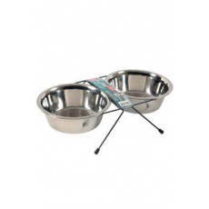 Miska nerez stojan+ 2 misky pes STEEL 1,3l Zolux
