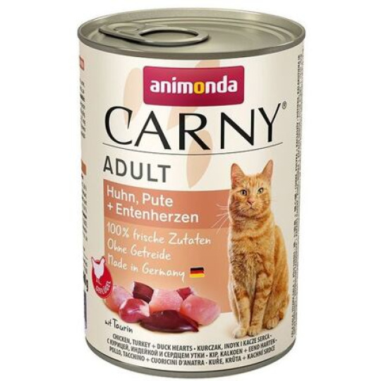 ANIMONDA konzerva CARNY Adult - kuře, krůta+kachní srdce 400g