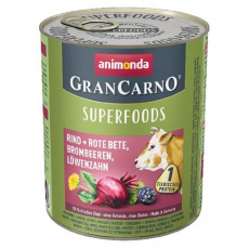 GRANCARNO Superfoods hovädzie,čv.repa, černice, púpava 800 g pre psy
