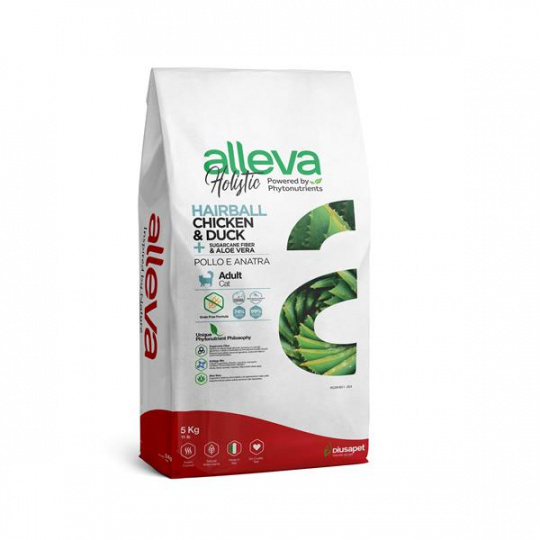 Alleva HOLISTIC cat hairball kuracie & kačacie & cukrová trstina & aloe vera 5 kg Alleva HOLISTIC cat hairball kuracie & kačacie & cukrová trstina & aloe vera 5 kg