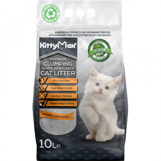 KITTYMAX hrudkujúci, bezprašný biely bentonit 10 l