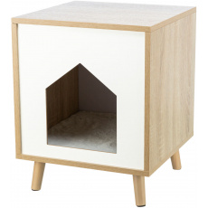 Drevená búdka ISA na nožičkách 40 x 50 x 40 cm, svetlohnedá/biela